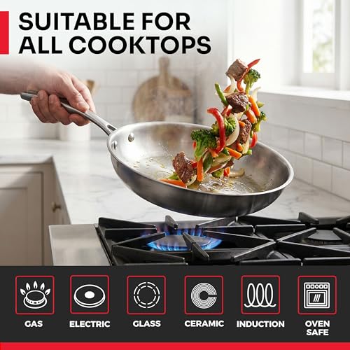 Image of Mueller 17-Piece Stainless Steel Pots and Pans Set - Tri-Ply Ultra-Clad Pro Cookware Set, Induction Ready, Oven Safe, Even-Heat Aluminum Core, Includes Skillets, Saucepans, Dutch Oven, Stockpot