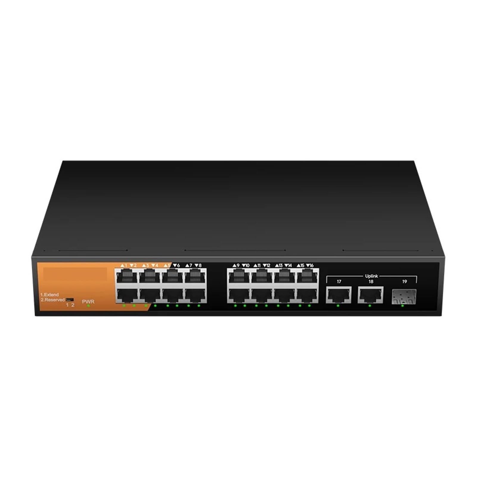 OSHZIKJII KeepLink 19-Port Ethernet Switch with 19-PoE 10/100M and 2-100/1000M Gigabit and 1-SFP for Uplink Unmanaged(Switch with A/*U Plug)