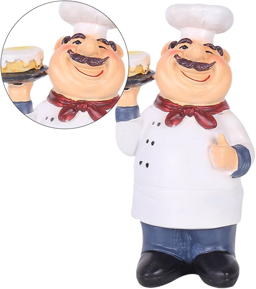 Garneck Cake Chef Ornament Creative Chef Statue for Decor Mini Sculpture Craft Adornment for Kitchen Bar Cafe Shop and Home Tabletop 7.48 X 4.33 X 3.14 in image 4