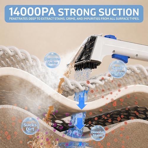 Image of Nexlev Multipurpose Spot Cleaner Machine, Carpet Upholstery Deep Cleaner | Hot Water and Steam function | Powerful Suction | 1700 Watt | Stain Remover |13 Accessories for Home & Car