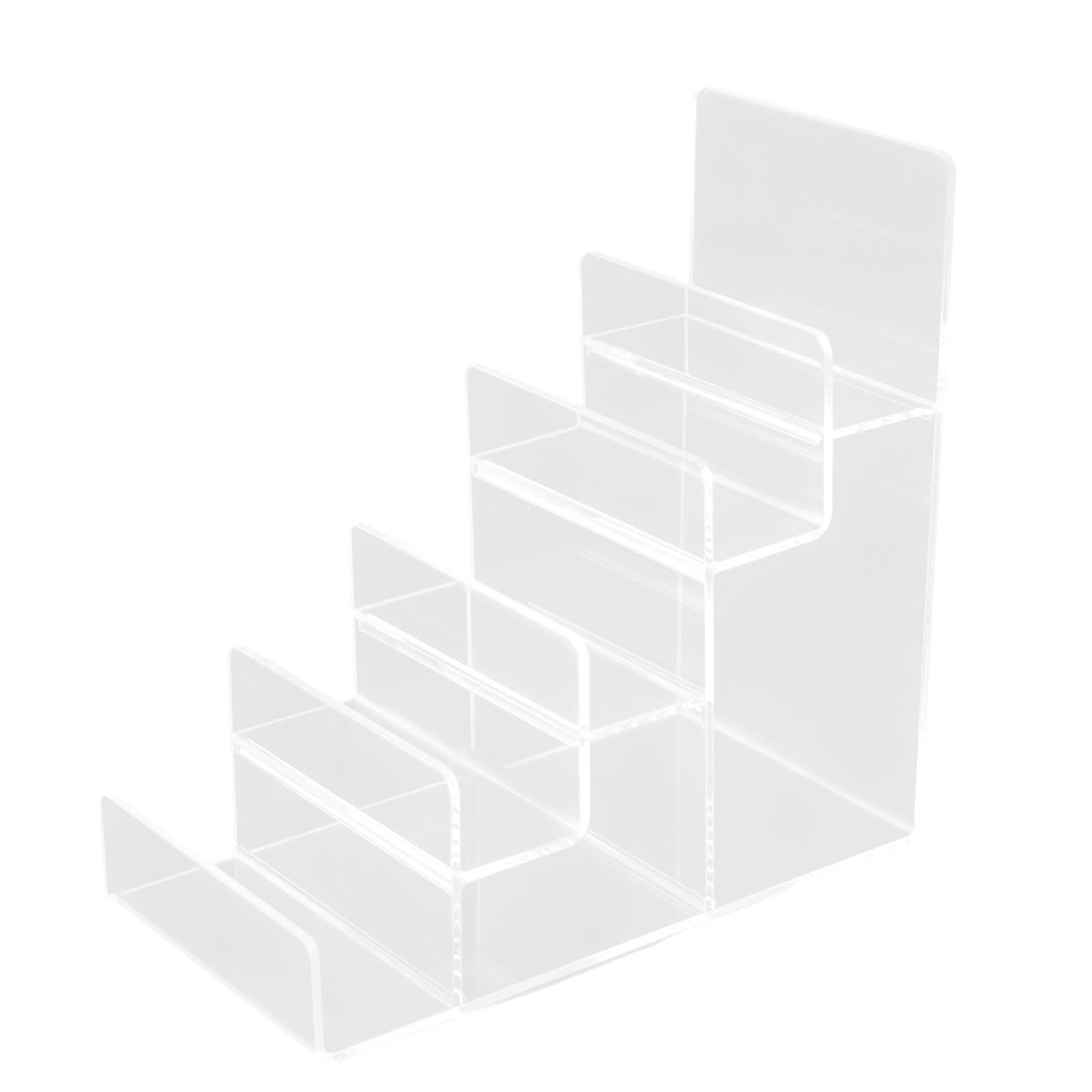 Jazuaiao Sturdy Acrylic Display Rack with Sloped Design Multilayer Storage for Accessories Organization Multi Tiered Acrylic Holder