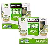 Hummus Fresh Kirkland Signature Organic Healthy Snack - Non-GMO - Keep Refrigerated (Pack of 2)- 20 Single Serve Cups per Box - 40 total cups