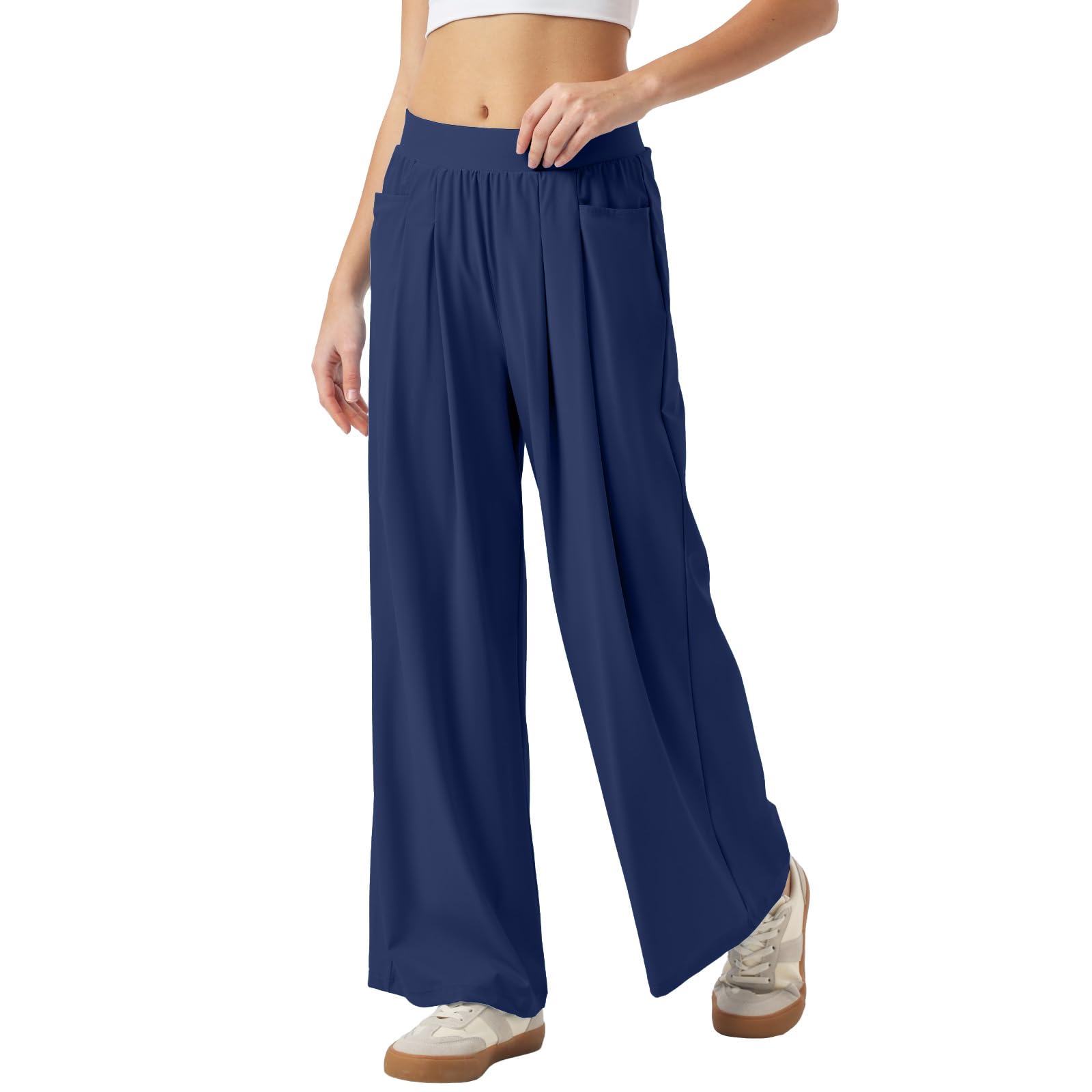 Condition photo showing New/Like New for 30” size Medium Inseam Petite Womens Wide Leg Sweatpants Lightweight High Rise Upf50 Loose Thin Cool Summer Pants with Pockets 2025 