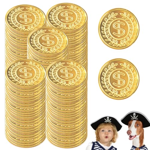 Ampia gamma di usi: Queste monete di tesoro sono molto versatili e possono essere utilizzate in occasione di riunioni e feste per bambini, allo stesso tempo, sia come regalo che come collezione personale, la moneta d'oro pirata può mostrare la sua personalità e il suo gusto unici