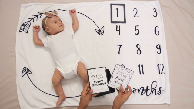 Baby Milestone Blanket - 48x40 Inch Photo Prop With Month Markers, Newborn Shower Gift - View #10