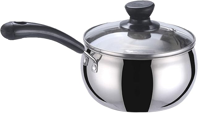 DSFSAEG Stainless Steel Saucepan, With Vented Lid Milk Stainless Steel For Induction Gas Soup Pot Home Sauce Pan