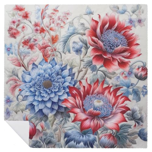 Servilletas de tela con flores rojas y azules 4 pcs miniatura 6