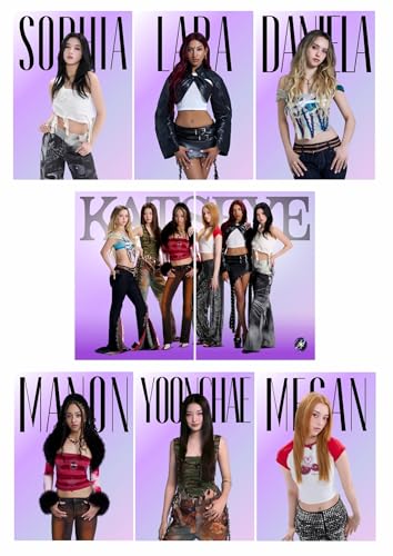 Image of Funk You Store Katseye Posters (Set of 8) | Katseye Photocards A4 Posters of Lara, Sophia, Yoonchae, Megan & more for Wall, Bedroom, Living room | Songs Poster for Wall | Glue Dots Included (D 041)