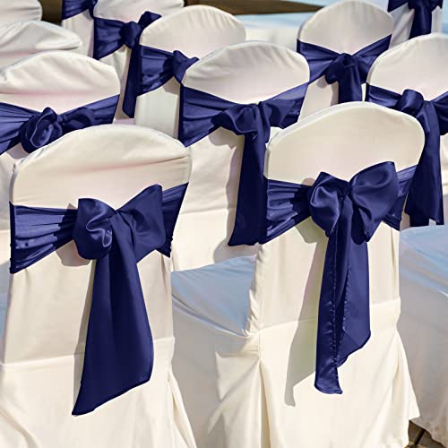 Aneco 24 Pack Satin Table Runner 12 X 108 Inch Navy Blue Long Bright Silk And Smooth Fabric Table Runner For Wedding Banquet Birthday Party Table Decoration #TOP6