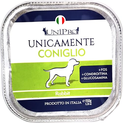 Unipro Comida húmeda para perros monoproteica – Conejo – 150 g – Fabricado en Italia