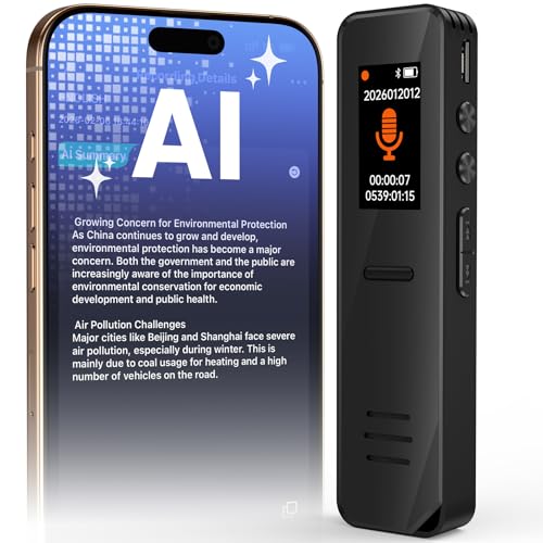 NEWYES Enregistreur Vocal IA dictaphone Audio numérique magnétophone Mini Stylo 64GB avec Transcription résumé réduction de Bruit léger idéal pour Le...