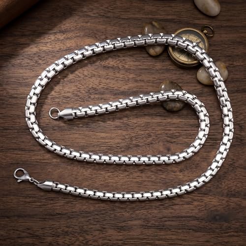 Image of THE MEN THING Chain for Men, Luxury Pure Titanium Steel Chain | Silver Stainless Steel Chain | Necklace Jewellery for Men & Boys