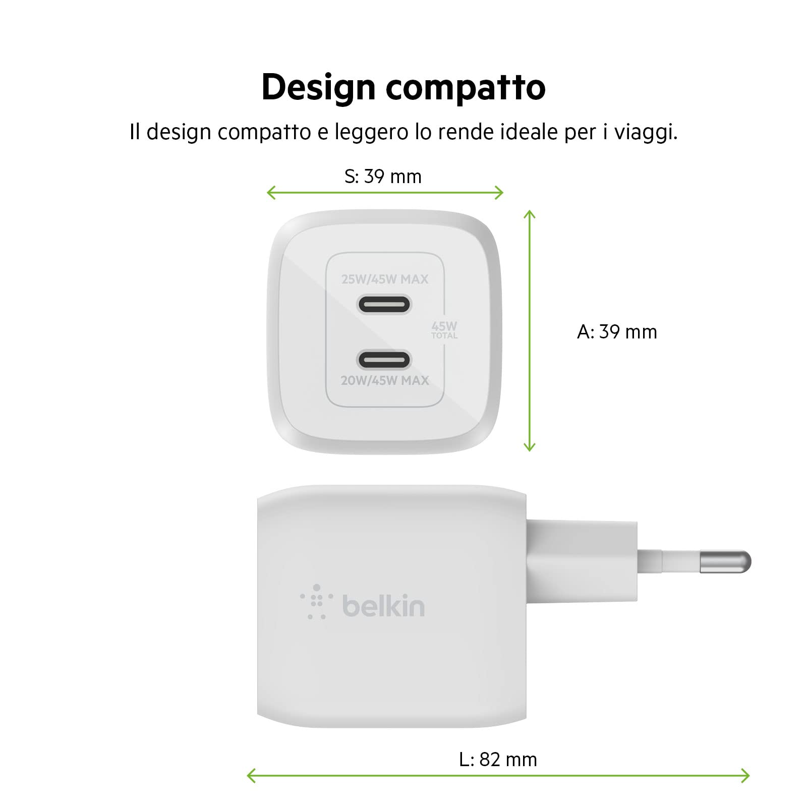 Caricatore USB C, 40W Multipresa Tipo C Veloce, Rapido Adattatore Di Alimentazione Con Spina A Muro - Foto 4