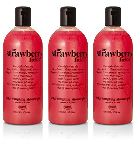 BRUBAKER 3-Pack Happiness Shower Gel, Body Wash, Bath Gel - 17.6 oz - Made in GERMANY Strawberry Fields