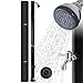 Arebos Solardusche 20 Liter | inklusive Abdeckhaube | 221 cm | mit integriertem Thermometer & Fußdusche | Schwarz | runder Duschkopf | bis 60°C | mit Gartenschlauch-Anschluss | inkl. Montagematerial
