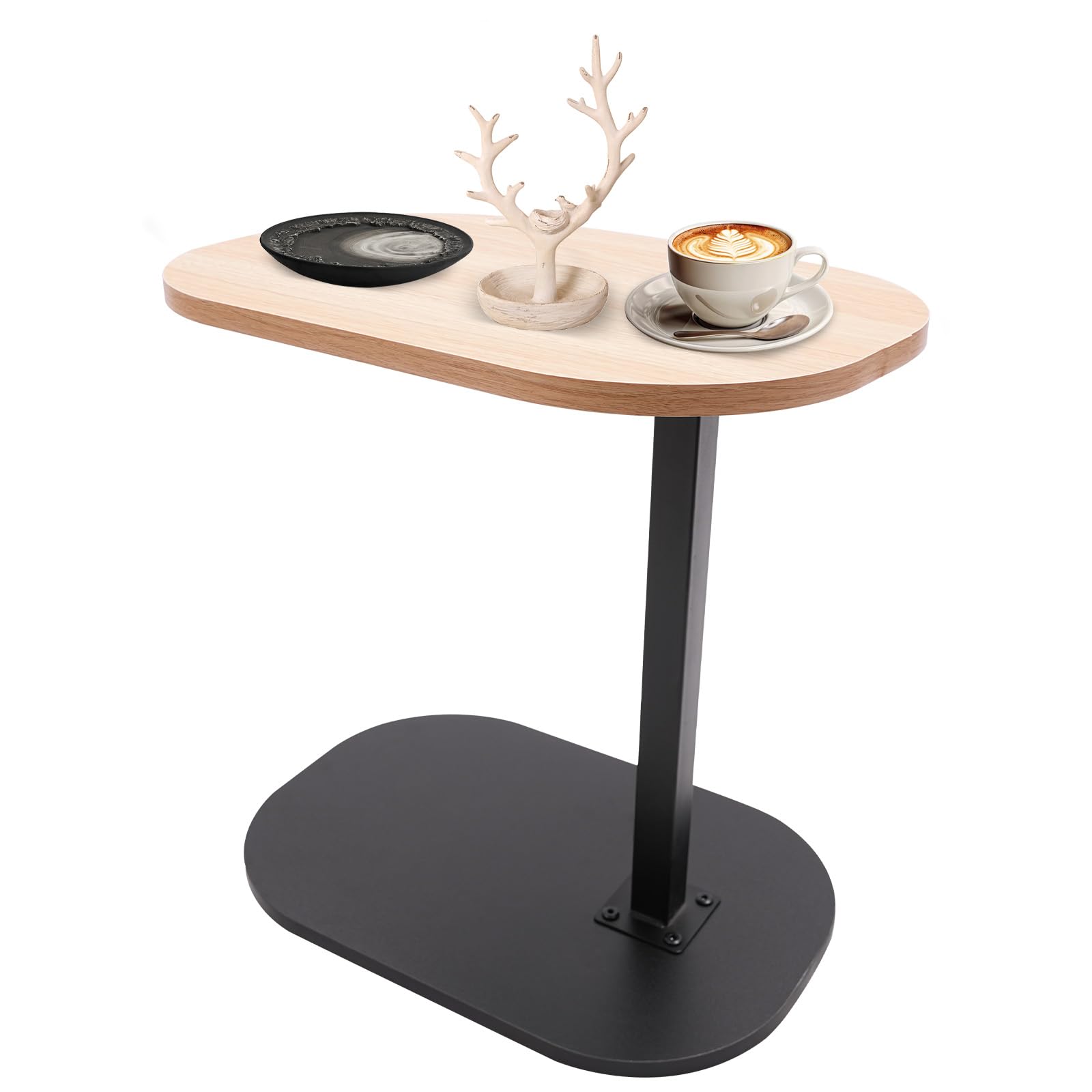 Mesa auxiliar en forma de C, pequeña mesa de café, sofá, mesa auxiliar para salón, dormitorio, tamaño de la placa superior 45 x 30 cm (madera, altura ajustable)