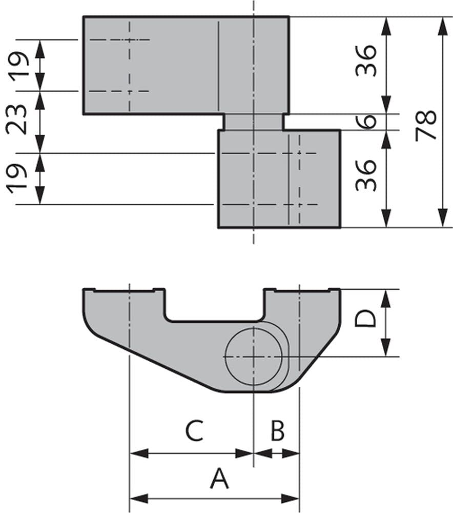 WSS 2D Alu-Türband 2-tlg. Drehpunkt 36/Achse 92 – Art. 04.150.3692.154 | höhen- & seitenverstellbar, Exzenterbuchse ±1,5 mm, E6/C-34 Dunkelbronze