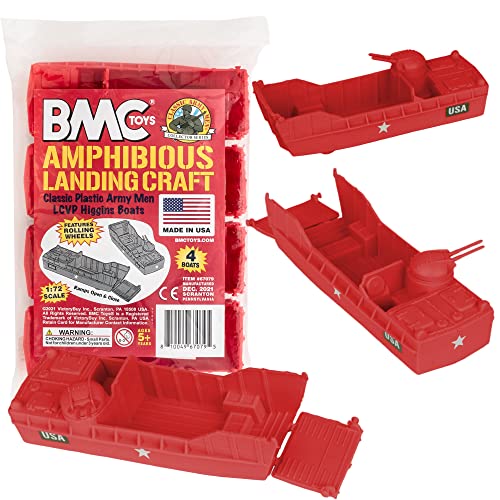 BMC Classic Marx Landing Craft - 4pc Red Plastic Army Men Boat Vehicles