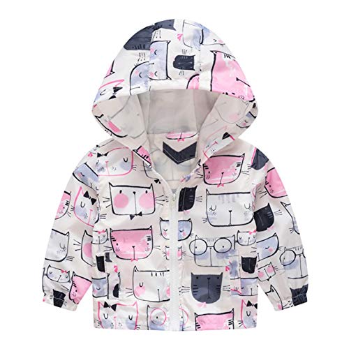 HCFKJ Ropa Bebe NiñA Invierno NiñO Manga Larga Camisetas BEB Conjuntos Moda Bebé NiñAs NiñOs Dibujos Animados Gato Coche Primavera con Capucha Abrigo Chaqueta Tops (12-18 Meses, Blanco)