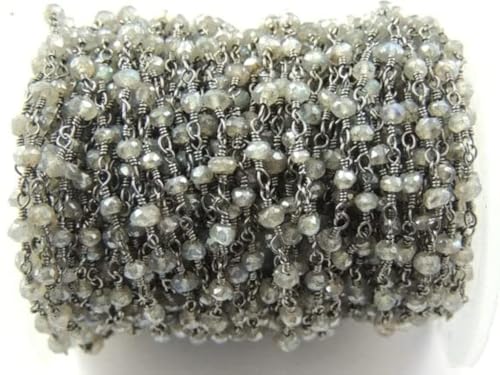 Chaîne labradorite argent perles enroulées pour création de bijoux raffinés - 2
