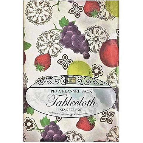 Better Home Fruits Design Tablecloth PEVA Flannel Backed Kitchen Decorator (52" x 70") Cover