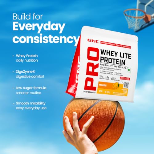 Image of GNC Pro Performance Whey Lite Protein Powder with DigeZyme | 15g Protein & 6g EAA | No Added Sugar | Smooth Everyday Whey for Daily Nutrition & Digestive Comfort |