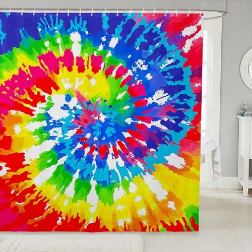 Tie Dye Shower Curtain Colorful Rainbow Swirl Bath Curtain Chic