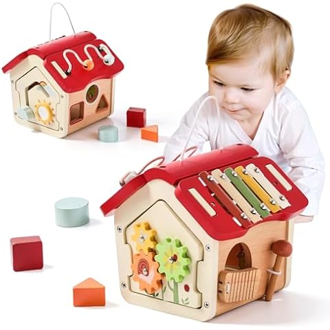 Etucdose Wooden Activity Cube 10-in-1 Montessori Wooden Toy | Multifunctional Early Educational Development Toys | Baby Activity Cubes for Girls Boy | Montessori Cube Toddler Toy Birthday Gift Cover