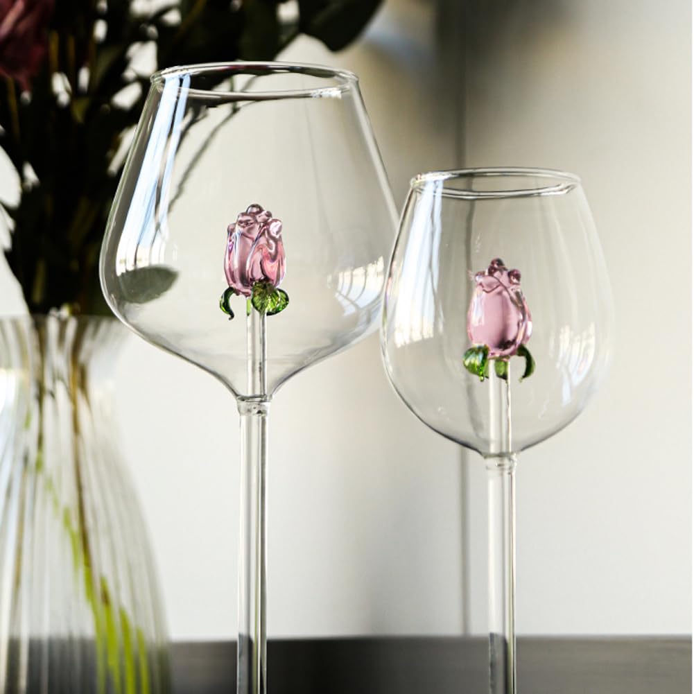 Rosen-Champagnerglas mit Rose im Inneren, Weingläser, Hochzeitsflöten, Champagner, Coupé-Gläser, Trinkgeschirr, Schnapsglas, kreatives, feines Weinglas für Hochzeit, Party, Abendessen, 300 ml