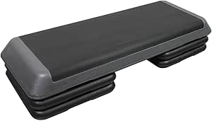 PRISP Professional Aerobic Stepper, 3 Levels (4/6 / 8 in - 10/15 / 20 cm), Large Adjustable Exercise Step Platform; 110 x 42 cm