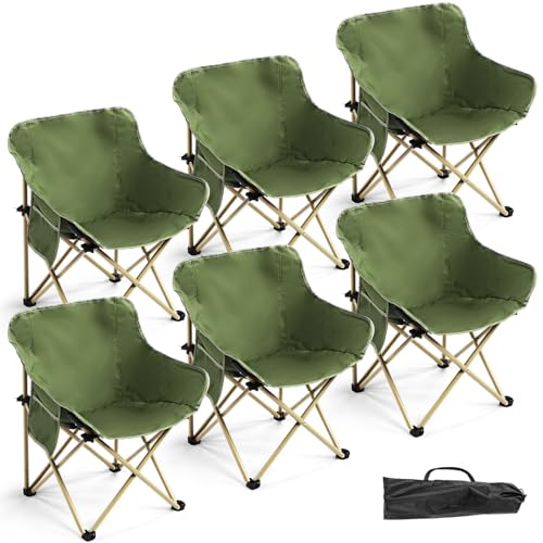FairySandy Silla plegable ligera para camping Charles, paquete de 6, color verde ejército miniatura 1