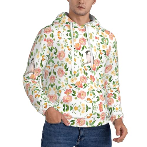 Sweat à capuche homme chaud et léger pull doux à fleurs