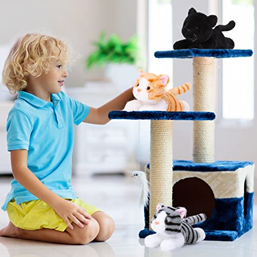 Image of 3 Pcs 9 Inch Cat Stuffed Animal Plush Gift Baby Shower Party Favors Cute Kitten Plush Toys Small Cat Stuffed Animal Soft Sleeping Supplies for Boys Girls Toddlers Birthday(Stylish Style)