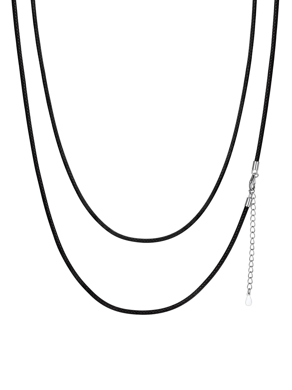 ChainsPro Men Waterproof Braided Leather Necklace Wax Rope Chain, Customize Available, 2/3mm Width, With Snap Clasp, 16”18" 20" 22" 24" 26" 28" 30"-Send Gift Box
