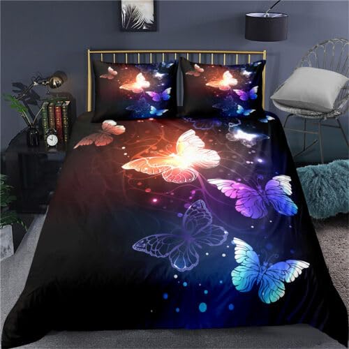 Housse de Couette 220x240 Papillon Microfibre Anti-Plis pour un Lit Toujours Impeccable
