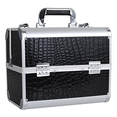 Kosmetikkoffer Beauty Case Schminkkoffer Friseurkoffer Schmuckkoffer mit Schloss Schwarz 32x21x26cm