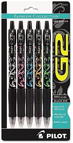 Pilot 31373 G2 Fashion Premium Retractable Gel Ink Pen Black Ink Asst Barrels 7mm 5 Pack PIL31373 — view 3