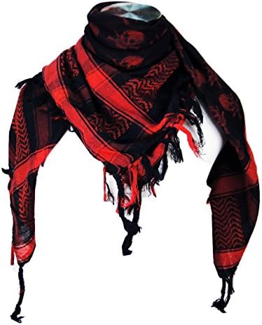 Tapp Collections Premium Skull Pattern Shemagh Head Neck Scarf - Red/Black