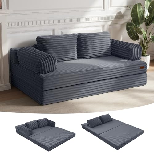 MeMoreCool Schlafsofa Cord, Klappbares Bequemes Bodensofa mit...