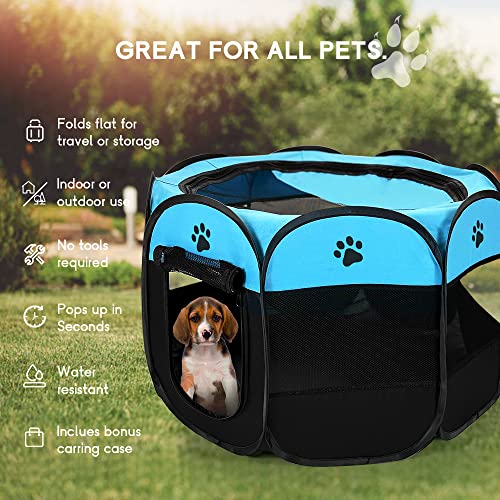 GOOZII Portable Dog Playpen Indoor Outdoor, Collapsible Pet Dog Playpen with Zipper Top Cover, Cat Puppy Bunny Kitten… - Image 4