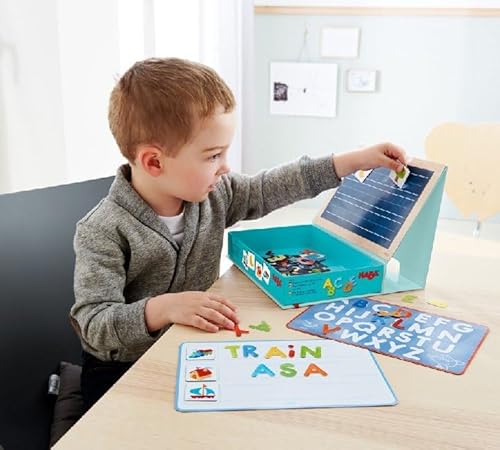 HABA 302590 - Magnetspiel-Box ABC-Entdecker, Fröhlich-buntes Buchstaben-Legespiel ab 4 Jahren, Zum spielerischen Kennenlernen des Alphabets und Schreiben erster Wörter