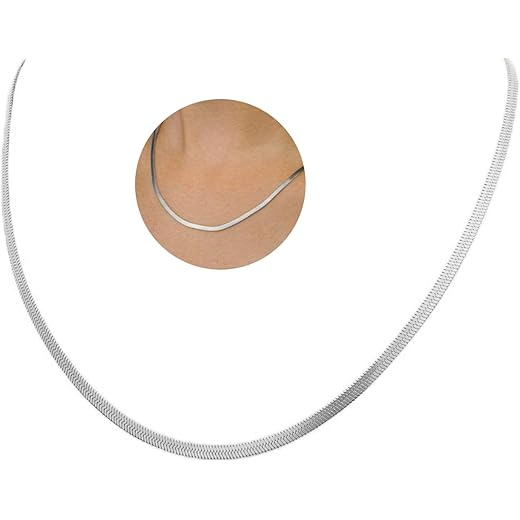 Classic Stainless Steel Herringbone Necklace 3mm