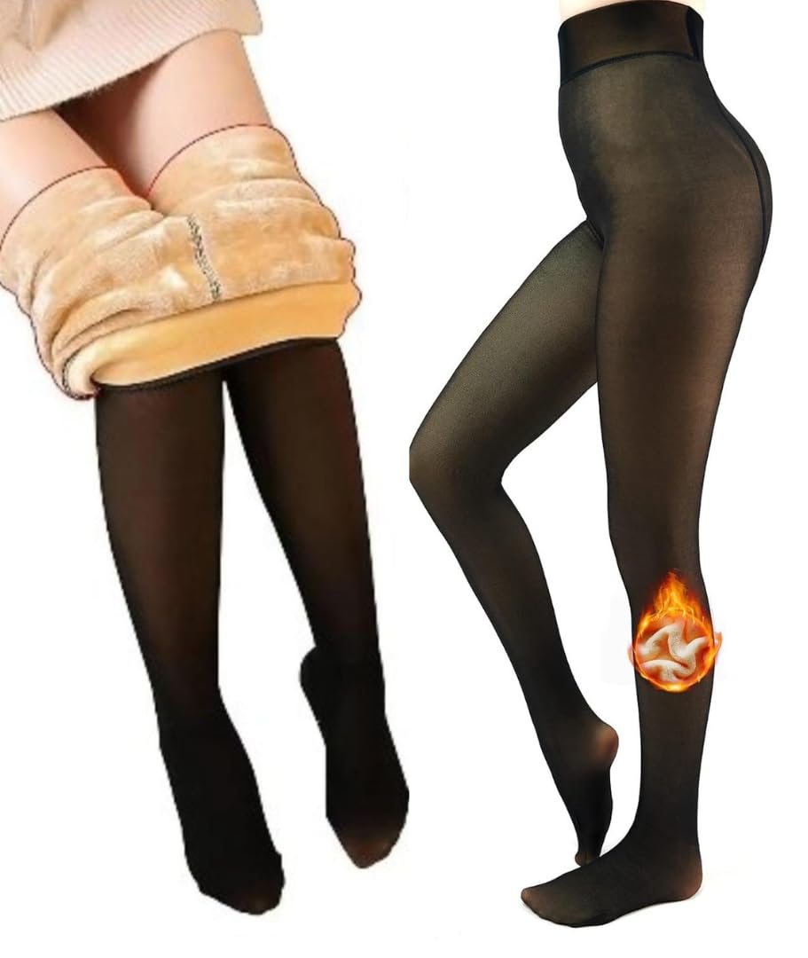 Thick Fleece Leggings for Women | Winter Wear Warm Woolen Fur Stockings | Thigh High Lined Heavy Thermal Jegging Tights For Girls-image-34