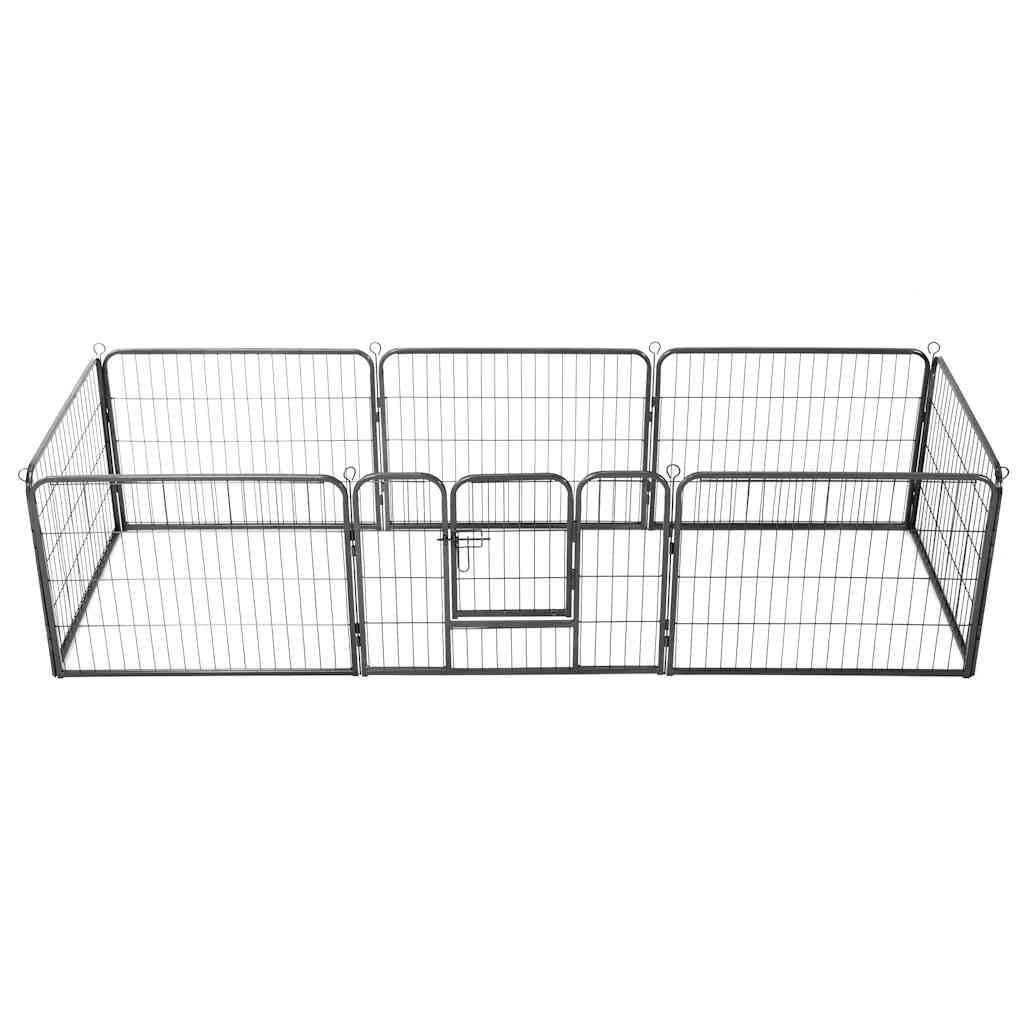 vidaXL Box per Cani con 8 Pannelli Acciaio 60x80 cm Nero Gabbia Addestramento