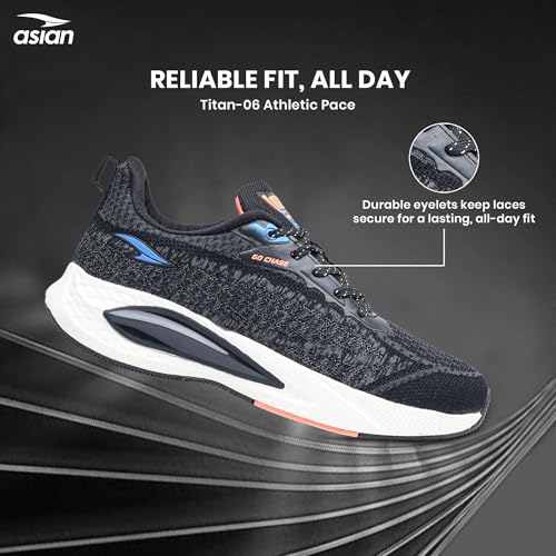 Image of ASIAN Titan-06 Men's Sports Shoes| Lightweight & Breathable Lace-Up Running Shoes | Stylish All-Day Comfort Trainers for Gym, Walking, Casual