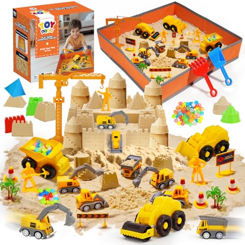 TOY Life 38-Piece Construction Sand Kit with Foldable Sandbox, Ages 3+ - image 1