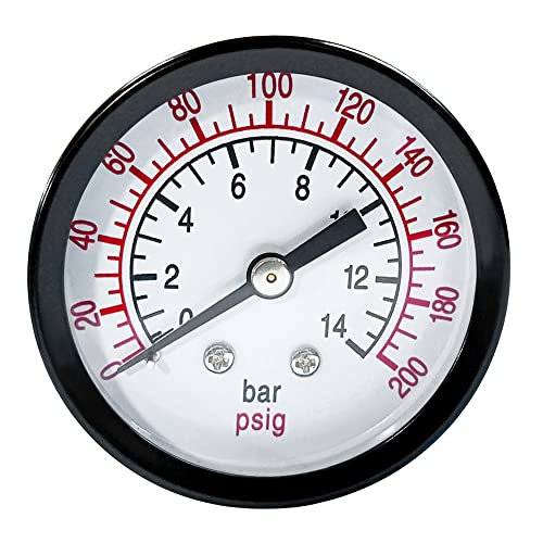 Image of Beduan Air Pressure Gauge for Air Compressor 2 inch Dial Center Back Mount, 1 /4 inch NPT,0-200 Psi