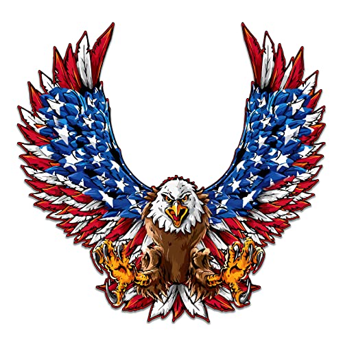 Sonic Print American Bald Eagle Decal | Waterproof Permanent Collectible Patriotic American Flag Car Motorcycle Bicycle Skateboard Laptop Luggage Bumper Vinyl Decal (24 Wide x 23.3 Tall)