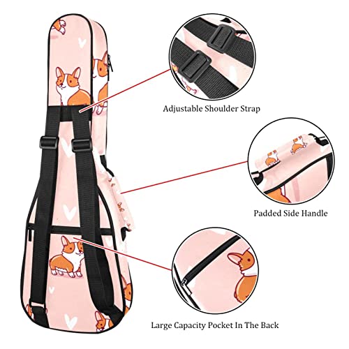 Sac à dos robuste pour ukulélé rembourré 10 mm rose concert soprano