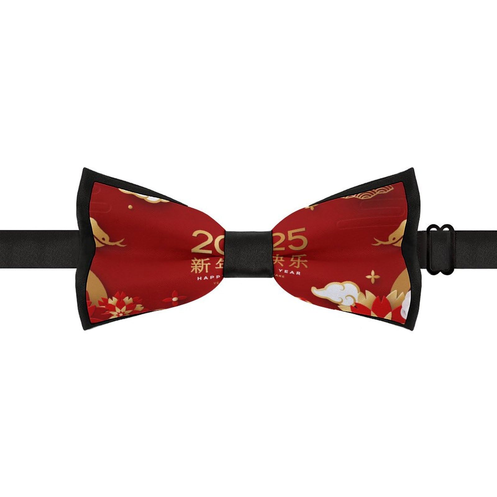 GoasNei Year Of The Snake 2025 Happy Chinese New Year 2025 Bow Tie for Men Adjustable Necktie Funny Tie Neck Ties for Weddings Party